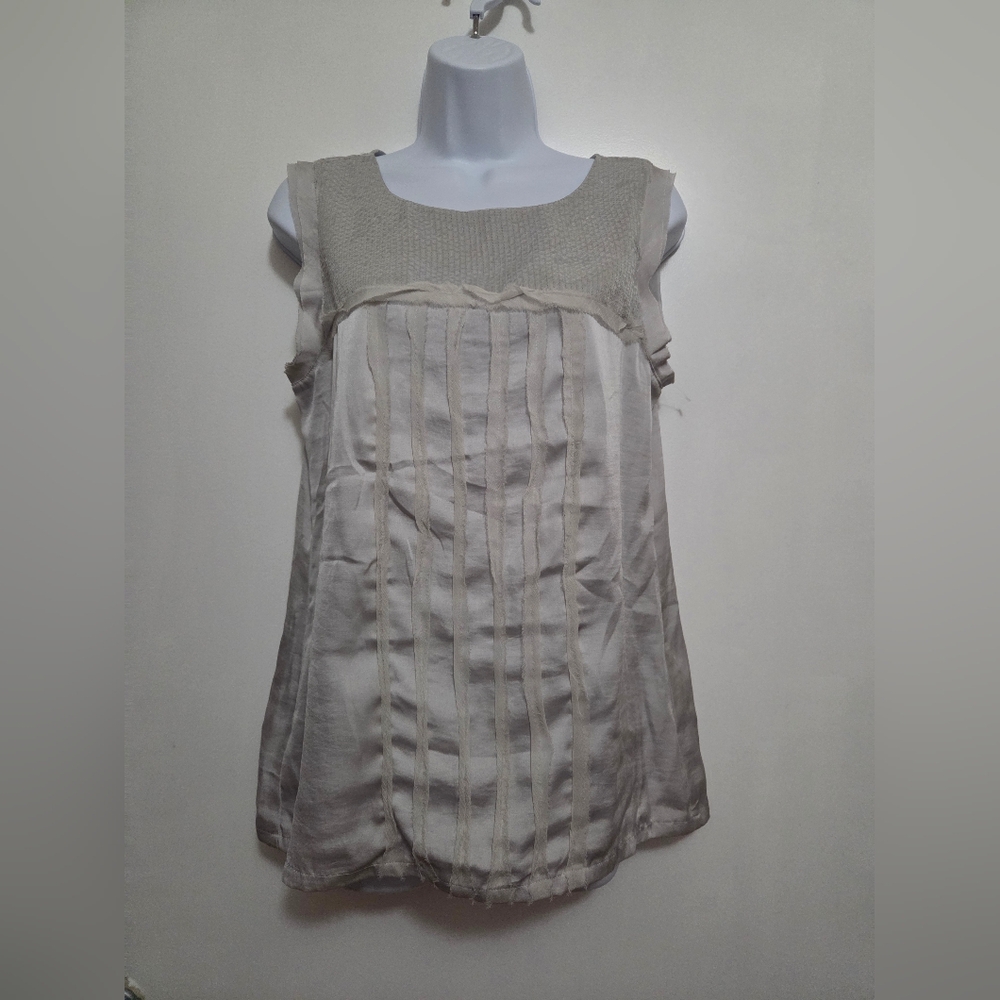 Ann Taylor Loft White Sequin Sleeveless Top Medium